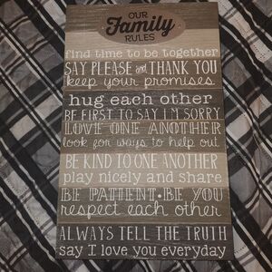 Family Rules Wooden Sign